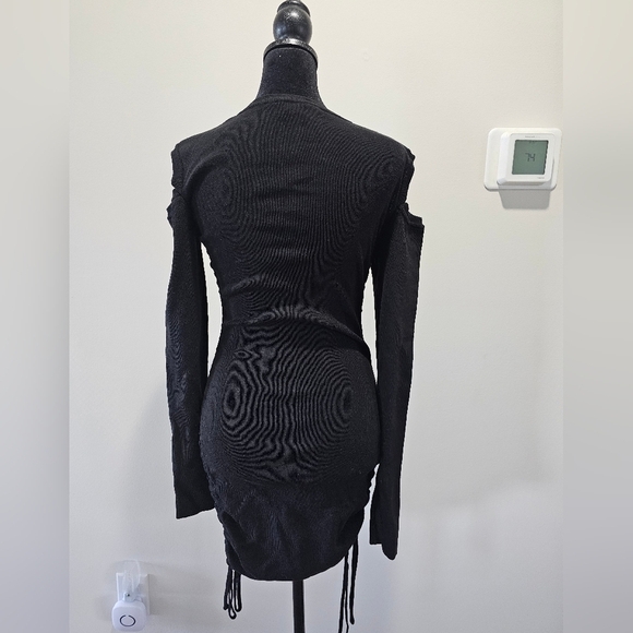 LIONESS spandex black dress with open shoulders grunge core - Picture 6 of 12